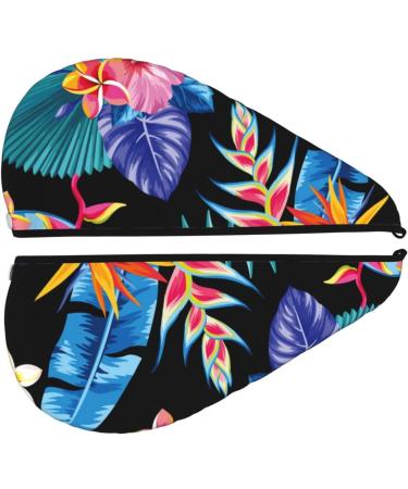 Tropical Palm Leaves Microfiber Hair Towel | Soft Super Absorbent Wrap for Women | Quick Dry Coral Velvet Cap for Long Curly & Thick Hair - Buy Online on GoSupps.com