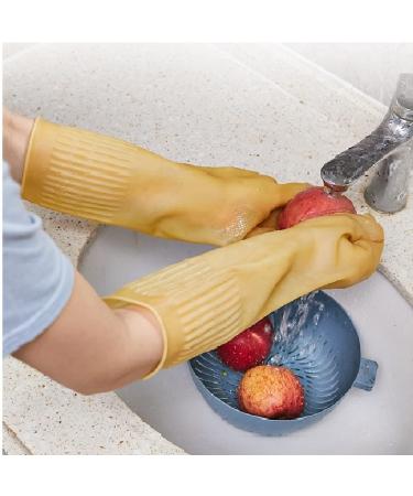 Yellow Waterproof Kitchen Cleaning Gloves - Oil-Resistant Rubber Glove (L) - Buy Online on GoSupps.com