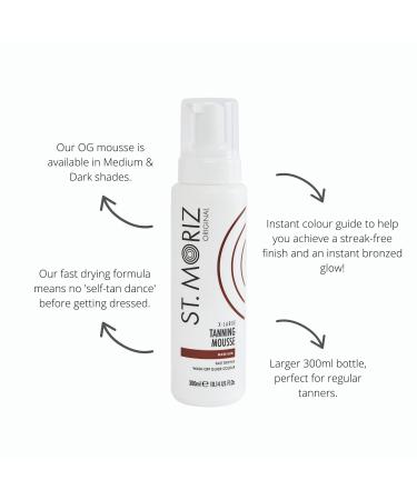 St Moriz Original Extra Large Instant Tanning Mousse 300ml - Fast Drying Vegan Fake Tan - Medium Tone | Pack of 1 - Buy Online on GoSupps.com