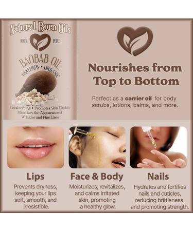Buy Natural Born Oils Baobab Oil - Organic Cold-Pressed 1 Gallon for Skin & Hair | Deep Moisturizing & Nutrient-Dense - Buy Online on GoSupps.com