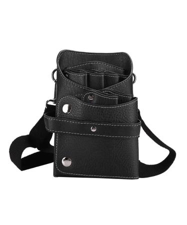 Retro Hair Clipper Comb Hairdressing Tool Storage Bag Hairdressing Scissors Waist Bag Hairdresser Special Bag (Black)