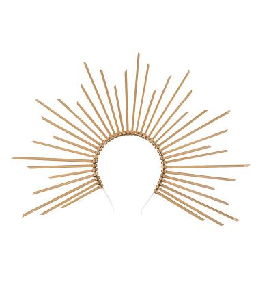 Nereds Gold Mary Crown Headband Spiked Greek Headband Halo Crown Queen Headpiece for Girls Halloween Cosplay Accessories