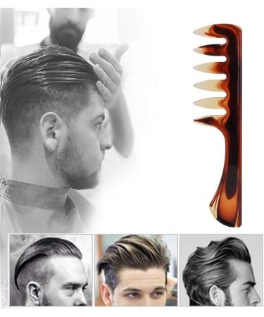Retro Hairstyle Comb Men's Wide Teeth Resin Comb Anti-static Suitable for Salon and Home Use (2 wide tooth handle models) - Buy Online on GoSupps.com