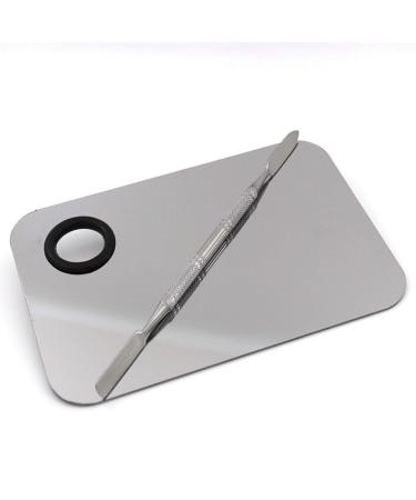 Upgrad Stainless Steel Metal Makeup Palette with Spatula Artist Tool for Mixing Foundation Nail-Art Professional Cosmetic Mixing Makeup Palette Spatula Makeup Artist Tool 1PCS 1 PCS