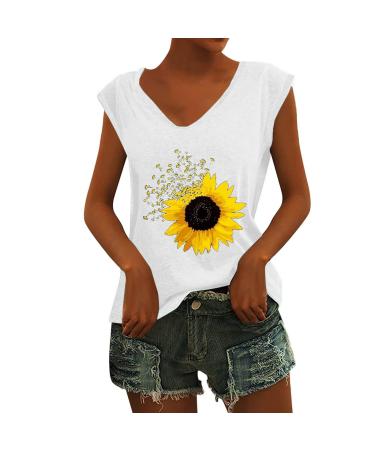 Short Sleeve T Shirts Clothing Woman T-Shirt Casual Black Clothing Top Women's Floral Pattern for Women Crop Tops Shirt Shirts Top Women's Summer Tank Top 5-white S
