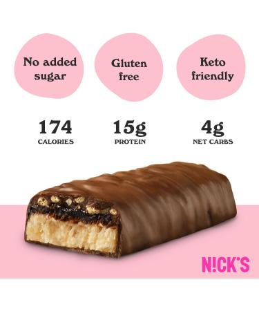 NICKS Keto Protein Bars Cookie Dough 12x50g Multipack - 15g Protein, 174 Calories, Low Carb, No Added Sugar, Gluten Free - Chocolate Snacks - 12 Count Pack - Buy Online on GoSupps.com