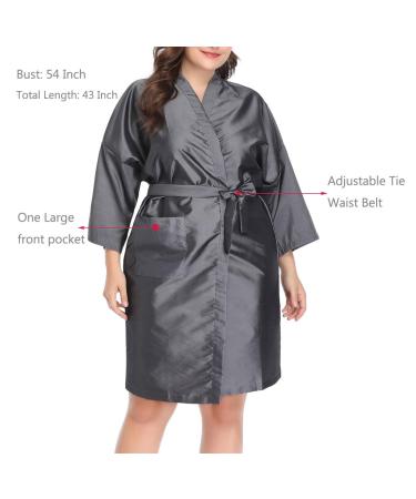Kimono Style Grey Salon Client Gown Robe Cape - Hair Salon Smock for Clients - Buy Online on GoSupps.com
