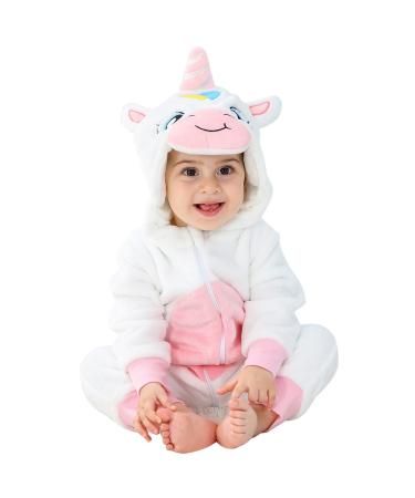 COOKY.D Baby Hooded Rompers Infant Winter Flannel Jumpsuit Pajamas 2-36 Months 24-30 Months White