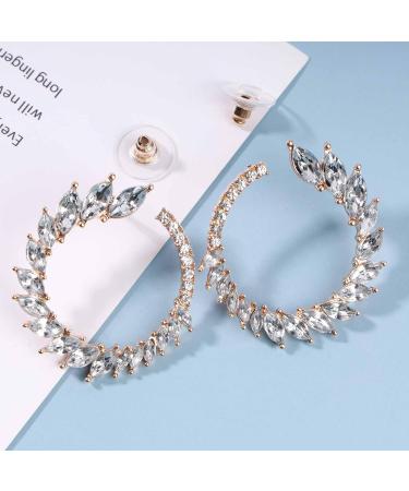 Vintage Rhinestone Hoop Earrings - Gold Circle Studs & Bright Crystal Bling for Weddings | Jewelry for Women & Girls - Buy Online on GoSupps.com