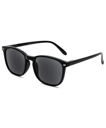 DOOViC Blue Light Filter Reading Glasses Square Frame Large Lenses Glasses with Prescription 024 Sun Black 0.0 x