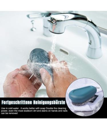 Riisoyu Nail Brush Set - 2 Durable ABS Hand Brushes & Glue Hooks for Clean Cuticles Fingernails and Bathroom Sink - Gray & Blue - Buy Online on GoSupps.com