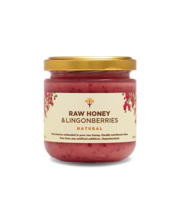 Earthbreath Raw Honey & Lingonberries 250g Unpasteurized Alternative to Pure Natural Jam No Additives No Sugar