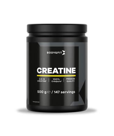 Body & Fit Creatin Pulver - Creapure Natural (tasteless) creatine powder for more energy and strength 500 grams (147 doses) 500 g (1 Pack)