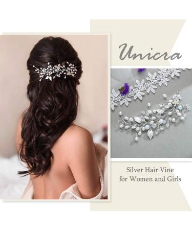 Unicra Bridal Wedding Hair Vine | Silver Pearl Hair Accessories | Elegant Headpiece for Women & Bridesmaids - Buy Online on GoSupps.com