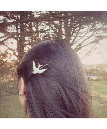 Shegirl Minimalist Hair Clips Elegant Hairpin Bird Maple Leaf Tree Branch Leaf Hair Accessories Multiple Style for Women and Girls Gift (Silver Bird)