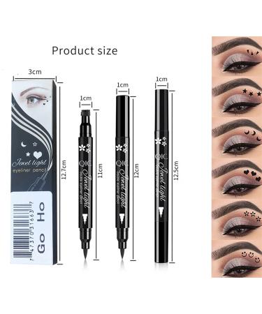 Go Ho 6 PCS Black Eyeliner Stamps Set - Waterproof Double-sided Liquid Pen for High Pigmented Eyeshadow Makeup - Long Lasting & Smooth Eyeliner Pencils - 6 Shapes - Buy Online on GoSupps.com