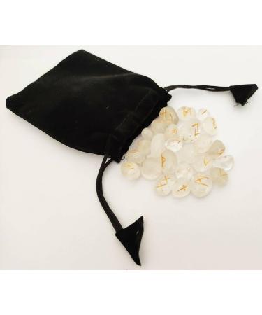 Sharvgun Lot de 25 pierres runiques quartz transparent avec tableau runique en bois MDF grav lettrage symbolique pa en velours noir/rouge pochette incluse bo te cadeau - Buy Online on GoSupps.com