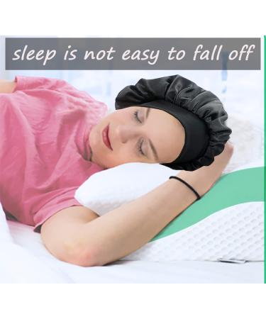 Extra Large Satin Bonnet for Sleeping | Wide Elastic Band Sleep Cap for Women | Night Head Cover for Long Hair | L-Red and Black - Buy Online on GoSupps.com