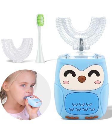 Kids Electric Toothbrush U-Shaped Toddler Toothbrush | 5 Cleaning Modes, Smart Timer, Waterproof | 3 Brush Heads | Light Blue - Buy Online on GoSupps.com