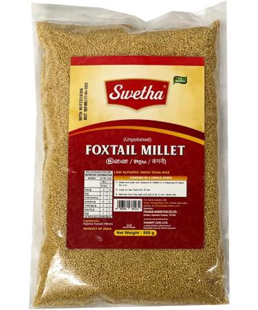 Swetha Millets Unpolished Low Glycemic Index Than Rice Easy To Cook Healthy Product Of India 500G (Pack Of 2 FoxTail Millet) FoxTail Millet Pack Of 2 - Buy Online on GoSupps.com