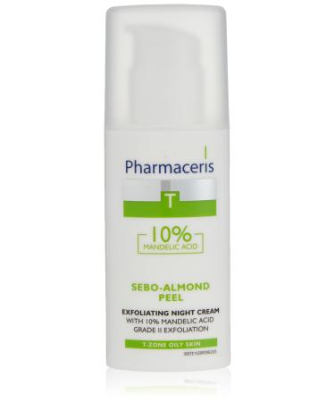 Pharmaceris T-Zone Oily Skin Sebo-Almond Peel Night Regulating And Cleansing Cream For Skin Resurfacing (With 10% Mandelic Acid Grade II Exfoliation) 1.7 oz