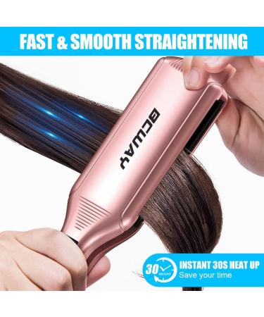 Bcway Professional Hair Straightener - Extra-Large Titanium Flat Iron - 30s Instant Heating - 5 Adjustable Temp - Anti-Static - Rose Gold - Buy Online on GoSupps.com