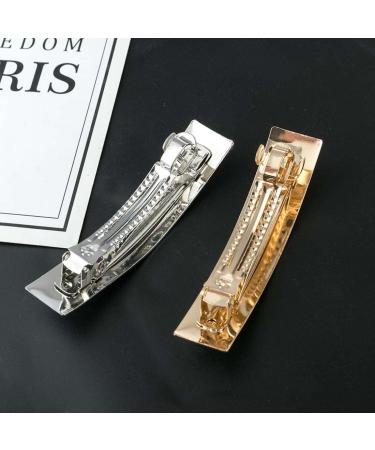 Prosy Vintage Small Rectangular Hairpin Metal Geometry Smooth Hair Barrettes Hair Clasp Hair Accessories Hair Clips for Women and Girls (Gold) - Buy Online on GoSupps.com