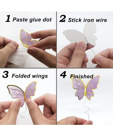 60Pcs Butterfly Cupcake Topper Set - Pink Purple Gold 3D Butterflies for Cake Decor - Ideal for Birthday, Anniversary, Wedding, Party Decor - Mixed Sizes - Buy Online on GoSupps.com
