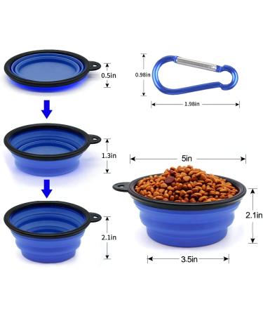 Collapsible Dog Bowl & Portable Cat Water Bowl - 350ml Blue - Travel-Friendly with Carabiner - Buy Online on GoSupps.com