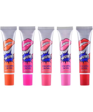 OnIUeZky Matte Lip Gloss Long Lasting Waterproof Peel off Lipstick 5 Colors Available Rose Red - Buy Online on GoSupps.com