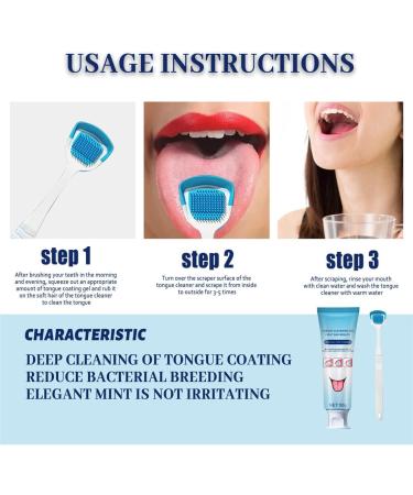 White Hairy Tongue Removal Kit - Fresh Mint Tongue Cleaning Gel & Brush for Fresh Breath | International Shipping - Buy Online on GoSupps.com