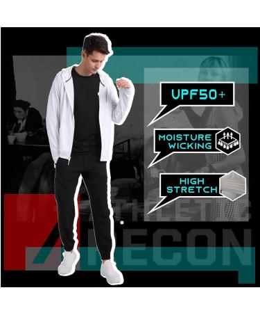 ARECON Men's UPF 50+ Running Stretch Jacket Slim Fit Tracksuit Hoodie Large White - Buy Online on GoSupps.com