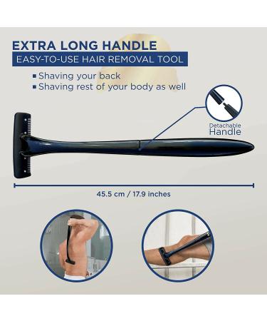 Men's DIY Body Shaver: Curved Head, Long Handle, 25c Razor Replacement - Say Goodbye to Embarrassing Back Hair! - Buy Online on GoSupps.com