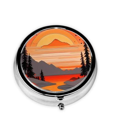 Tree Hills and Riversround Pill Box 3 Compartment Round Pill Box Organizer #Portable Travel Pill Box for Traveling.
