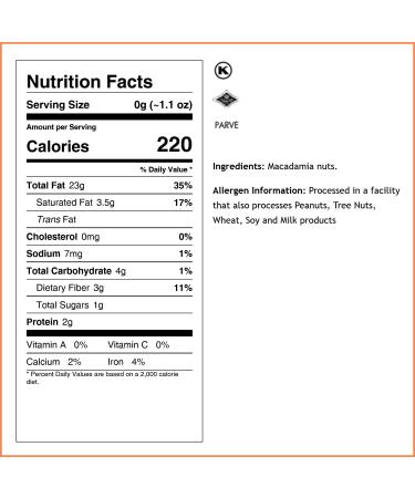Oh! Nuts Oven Roasted Macadamia Nuts - Large-Sized, Unsalted, Gluten-Free Keto Snack | All-Natural, Additive-Free Healthy Nuts in Resealable Bag (1 lb) - Buy Online on GoSupps.com