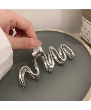 Personality Wave Silver Hair Claw Clips for Women - Strong Hold Hair Clamps for Thick Hair Styling - Fashionable Metal Hair Accessories - Buy Online on GoSupps.com