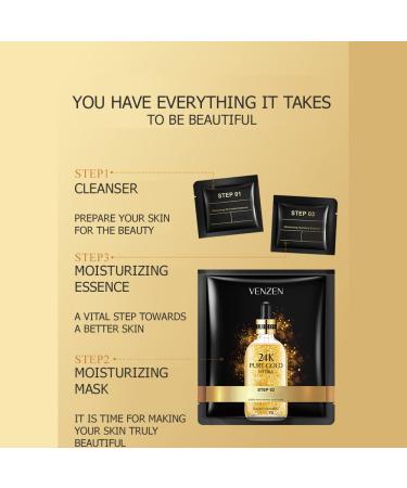 Buy VENZEN 3 Steps 24k Gold Hyaluronic Acid Mask - Oil Control Hydrating Essence | 5 Pack for International Shipping - Buy Online on GoSupps.com