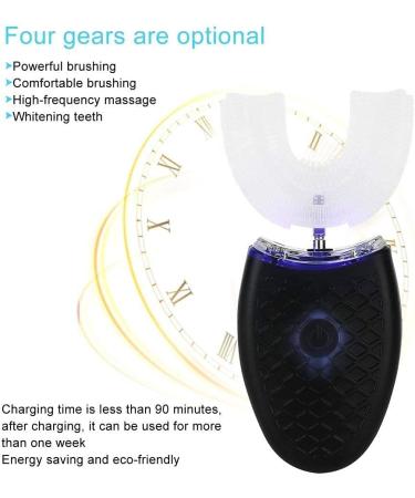 U-Shaped Adult Electric Sonic Toothbrush - Automatic Cleaning & Oral Care Tool with Food Grade Silicone Brush Head (Black) - Buy Online on GoSupps.com