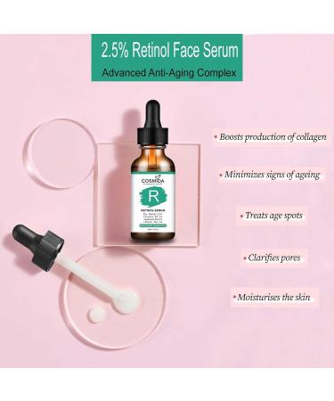 Retinol Serum for Face with Vitamin B3 & Hyaluronic Acid | Anti-Wrinkle Collagen Booster | Korean Skincare Nighttime Serum for Youthful Skin (2fl.oz - Buy Online on GoSupps.com