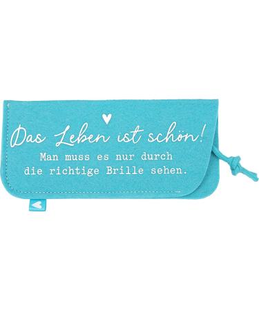 Depesche 11838-036 - Filz glasses case in light blue and with the inscription Life is beautiful!You just have to see it through the right glasses