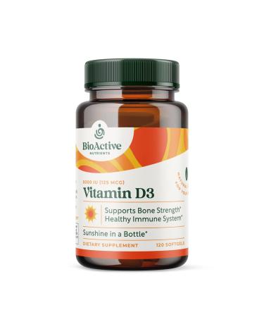 BIOACTIVE NUTRIENTS Vitamin D3 5000 IU Supplements - High Potency Supplement - Pure D-Vitamins from Nature - Heart and Immune Health for Daily Life - Made Gluten-Free and Yeast-Free - 120 Softgels