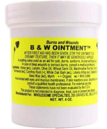 B&W Ointment - Burn and Wound Ointment - Amish Made Burn Salve - 100% Natural - 4oz