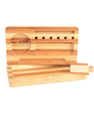 RAW Backflip Bamboo Magnet Rolling Tray Limited Edition - Striped Design | Includes Clear ES Scoop Card - Buy Online on GoSupps.com
