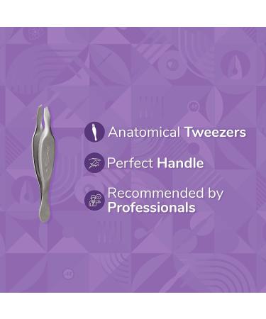 Merheje Professional Eyebrow Anatomic Tweezer Kit - Stainless Steel Slant Tip for Precision Hair Removal - Self Care Eyebrow Puller in Gray - Buy Online on GoSupps.com