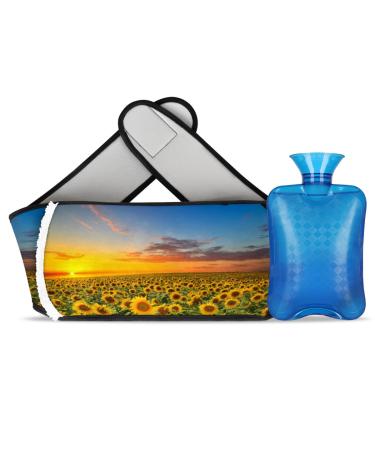 Heat bottle with sunflower design hot water bottle with soft waist cover warm water bag by hand shoulder legs back neck