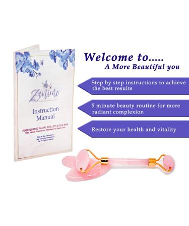Jade Face Roller & Gua Sha Set | Rose Quartz Facial Massager for Anti-Aging Reducing Wrinkles & Muscle Tension - Buy Online on GoSupps.com