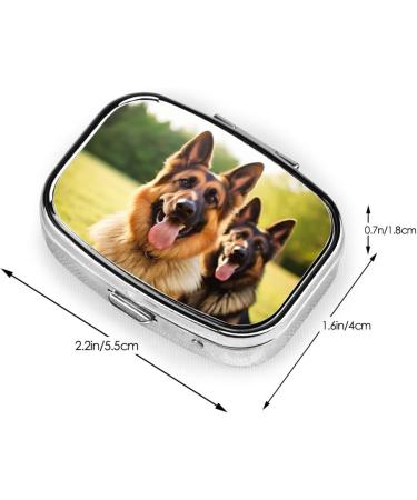 Happy German Shepherd Pill Case - 2 Compartment Travel Pill Organizer | Cute Pocket & Purse Gifts - Buy Online on GoSupps.com