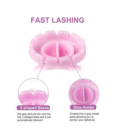 Eyelash Extension Glue Rings 100PCS - Disposable Fanning Cups - Pink MEKK Lash Supplies - Buy Online on GoSupps.com