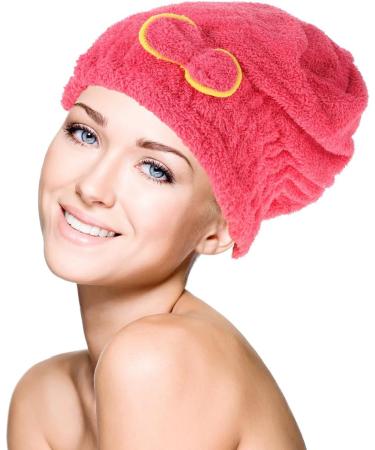 Quick Dry Hair Turbans for Women - Shower Cap & Towel Wrap - Medium Rosy Hair Drying Cap - Buy Online on GoSupps.com