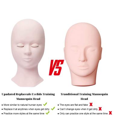 Men's Makeup Mannequin Head with 4 Pairs Eyelids | Soft Silicone Eyelash Extension Exercise Model for Beginners - e-MTT-White - Buy Online on GoSupps.com